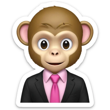  monkey with black shirt,pink tie sticker