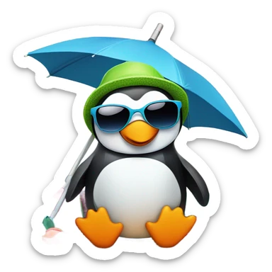  Penguin on holiday sticker