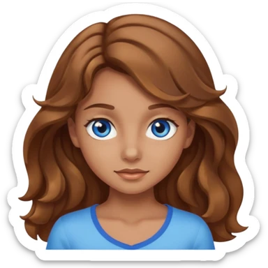 Tanned girl with wavy light brown hair and one blue eye and one brown eye  sticker