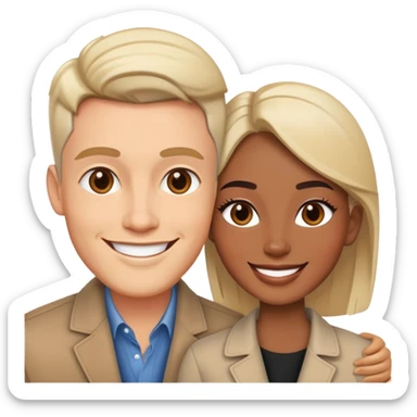 smiling couple with unique style sticker