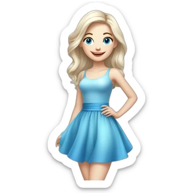 A beautiful girl with white skin and blue eyes smiles and flirts in a transparent dress sticker