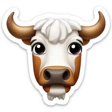 texas longhorn emoji but with big black eyes and a sad face sticker