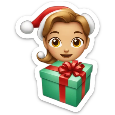 christmas girl in the present box sticker