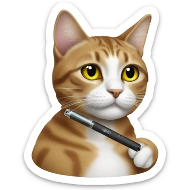 A cat smoking a vape pen sticker