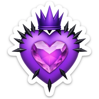 purple heart with black thorns and a crystal, dark romance sticker
