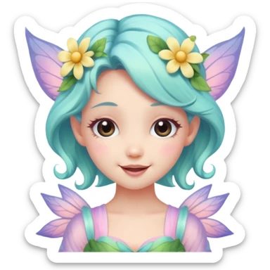 cute pastel fairy girl flower head decoration wink sticker
