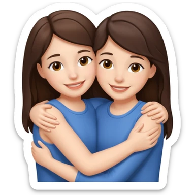 A brunette sister and a brunette sister together hugging sticker