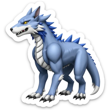  Cool Edgy Shiny Greymon-Sergal-Weregarurumon full body sticker