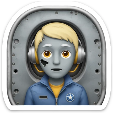 Como el 4 però la cara en la paret de l'antera del avions i el cuerpo gris sticker