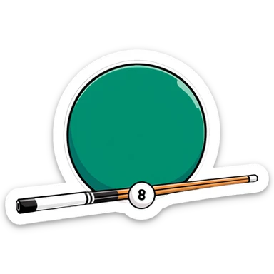 pool cue stick and 8 ball sticker