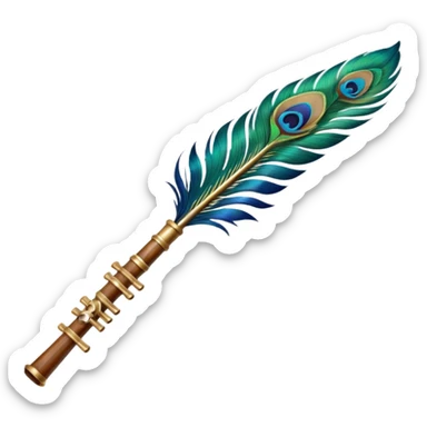 Create a emoji of krishnas peacock feather and flute sticker