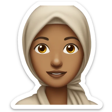 a woman with light brown eyes and tan skin wearing a headscarf sticker