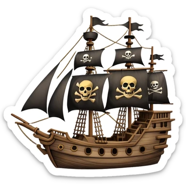 pirate ship With the Jolly Roger flag somewhere sticker