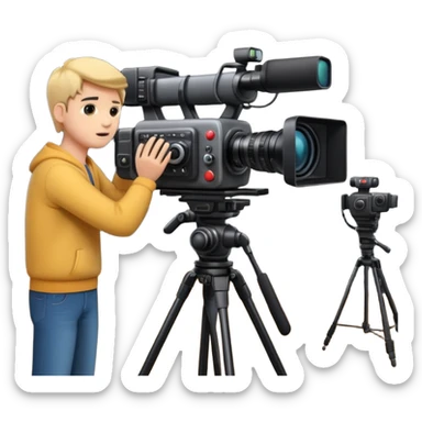 filming in studio with big camers and setup sticker