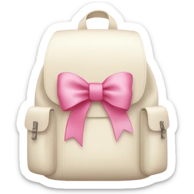 Cream color backpack with pink ribbon bow sticker