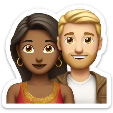 Hot Indian girl and white boyfriend couple in love sticker
