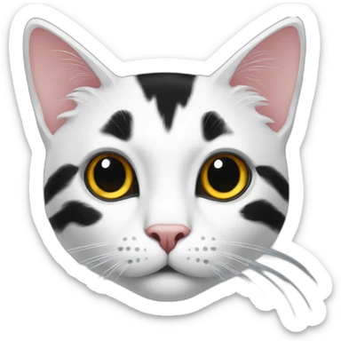 cat white face large black spot sticker
