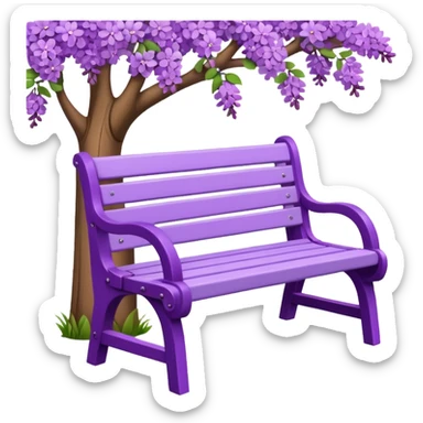 park bench with lilac blossoms around it emoji sticker