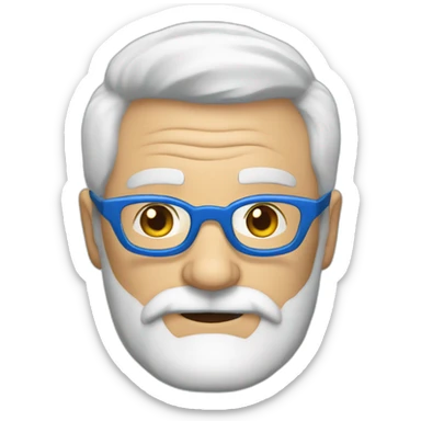 grandpa white blue glasses 50 years old gray beard  superhero tshirt sticker