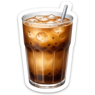 iced coffee in aesthetic round low glass sticker