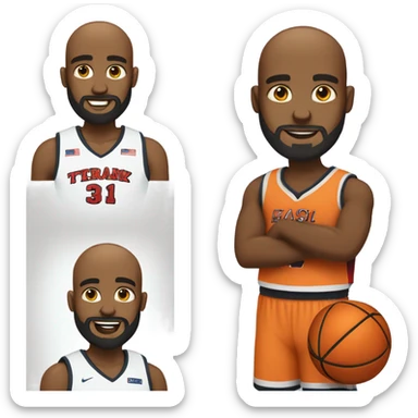 A bald Black basketball player with a beard and goatee in LOVE! sticker