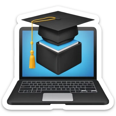 open laptop with graduation cap above it sticker