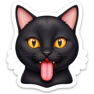 Black cat sticking a little bit of tongue out  sticker