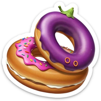 Eggplant and donut sticker