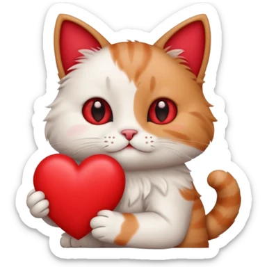 Cute cat holding a heart sticker