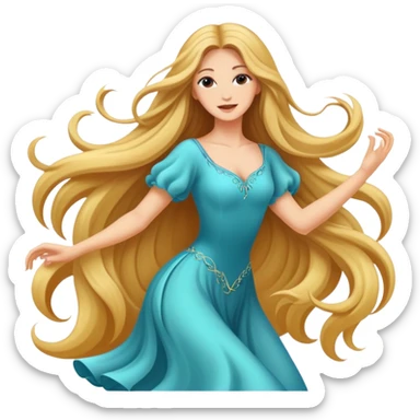 Beautiful white women long hair dancing sticker