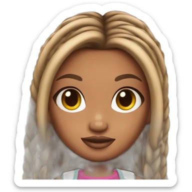 bratz doll with long braids sticker