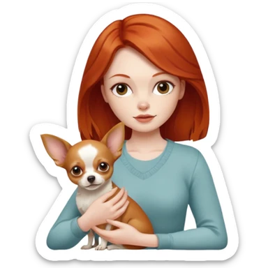 Strong pretty redhead with chihuahua  sticker