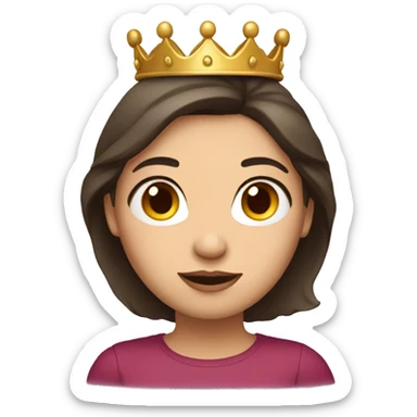 Woman that has long dark brown hair with a crown chubby girl sticker