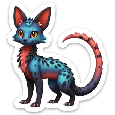 Dark magma-gradients-colored Salandit-Umbreon-Genet-Noivern-Noibat-Serval-Hybrid (Full body) sticker
