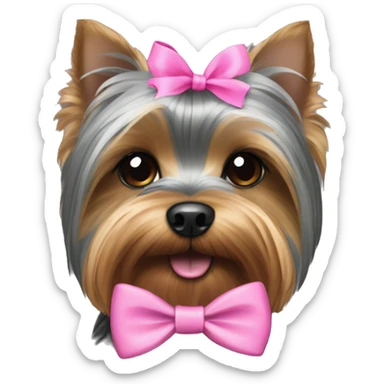 Grey Yorkie with a pink bow  sticker
