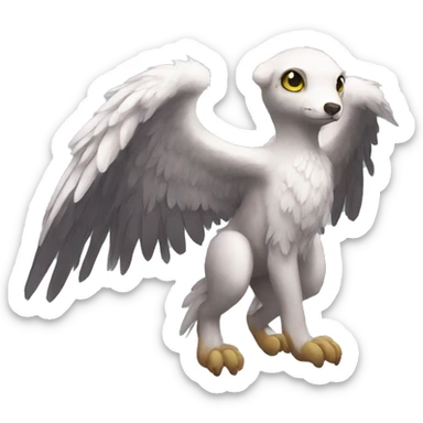 Anthro shy winged animal hybrid full body sticker