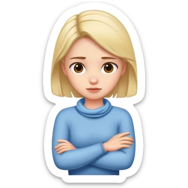 Girl with crossed arms holding her neck  sticker