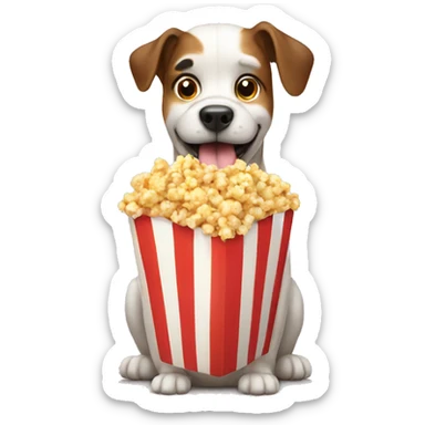 Dog with popcorn  sticker