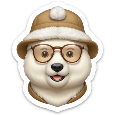  polar bear wearing glasses and a hat sticker