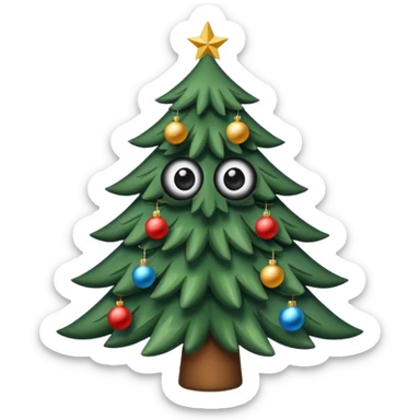 sapin avec deux gros yeux noirs sticker