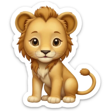 in lion family, only baby Girl lion., full body, single tail sticker