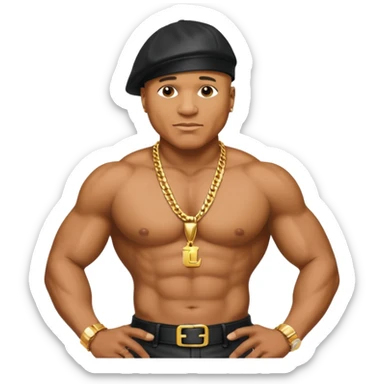 LL Cool J shirtless with necklace and black leather pants sticker