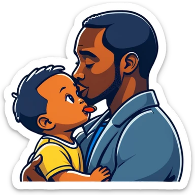 diddy with oil kissing toddler sticker