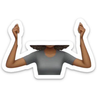 lady sort grey hai holding blank placard above head sticker