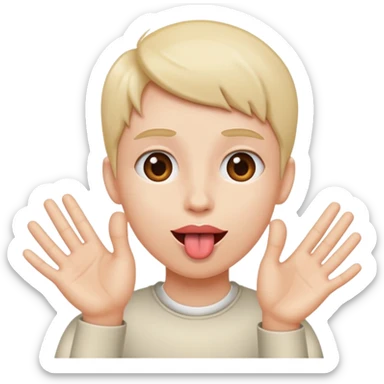 Tongue out and hands to the side   sticker