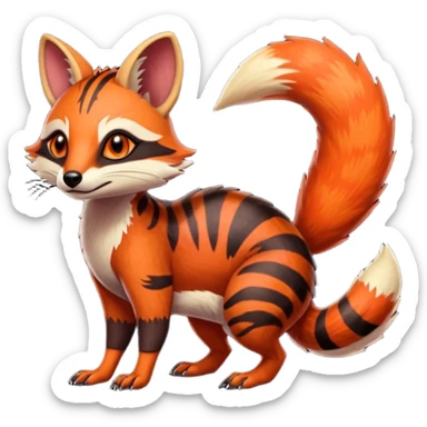 Fiery Wicked Cool Hot Edgy Badass Genet-Numbat-Fox-Civet-Vernid-fusion-hybrid-creature sticker
