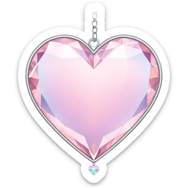 Iridescent pastel pink heart-shaped rosy pearly suncatcher crystals hanging  sticker
