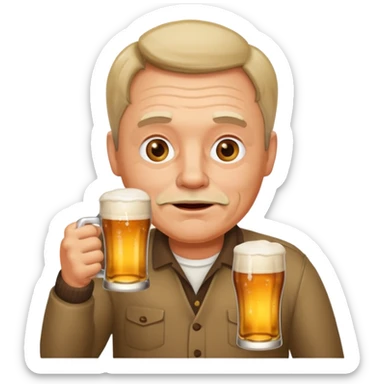 drunk middle man with a glass of beer sticker