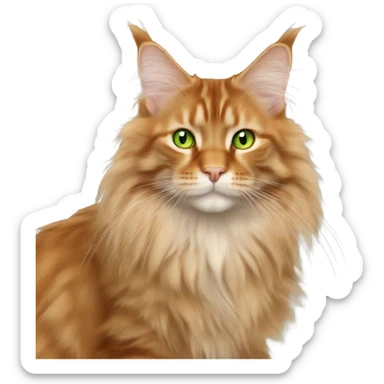 full shot of a Orange Maine coon with light green eyes sticker
