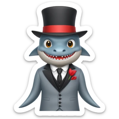 Shark with a top hat in a suit sticker